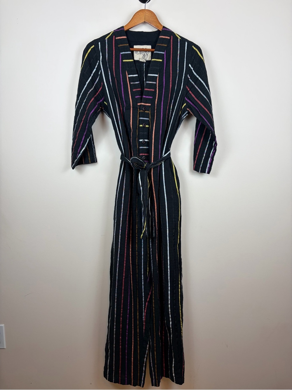 Ace & Jig V-Neck Long-Sleeve Belted Jumpsuit in Scorpio Fabric